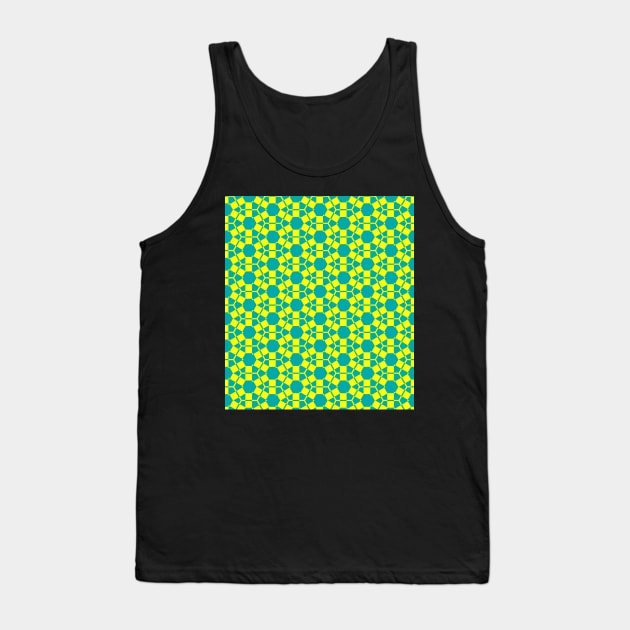 Yellow and Turquoise Hexagons Pattern Tank Top by OneLook